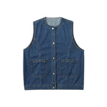 Button-Front Boxy Denim Vest