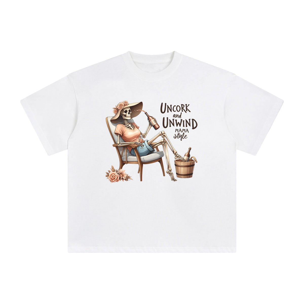 Uncork And Unwind Mama Style Graphic Tee-INNBLAC Fashion Apparel