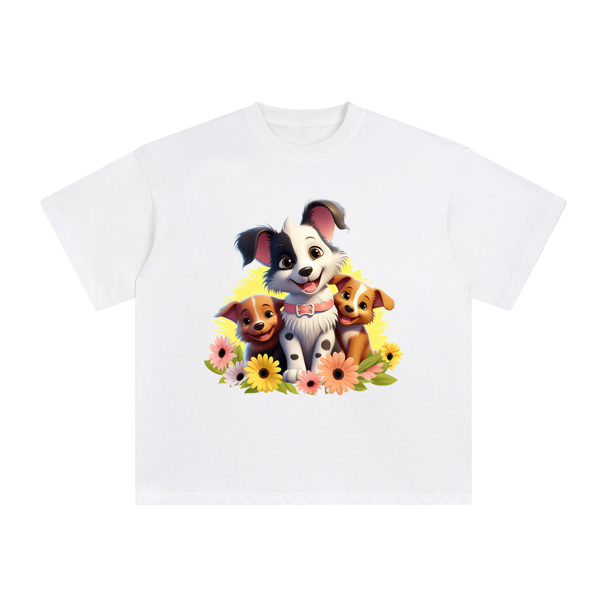 Happy 3D Puppies Graphic Tee-INNBLAC Fashion Apparel