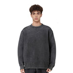 Vintage Snow Wash Relaxed Fit Cotton Knit Sweater