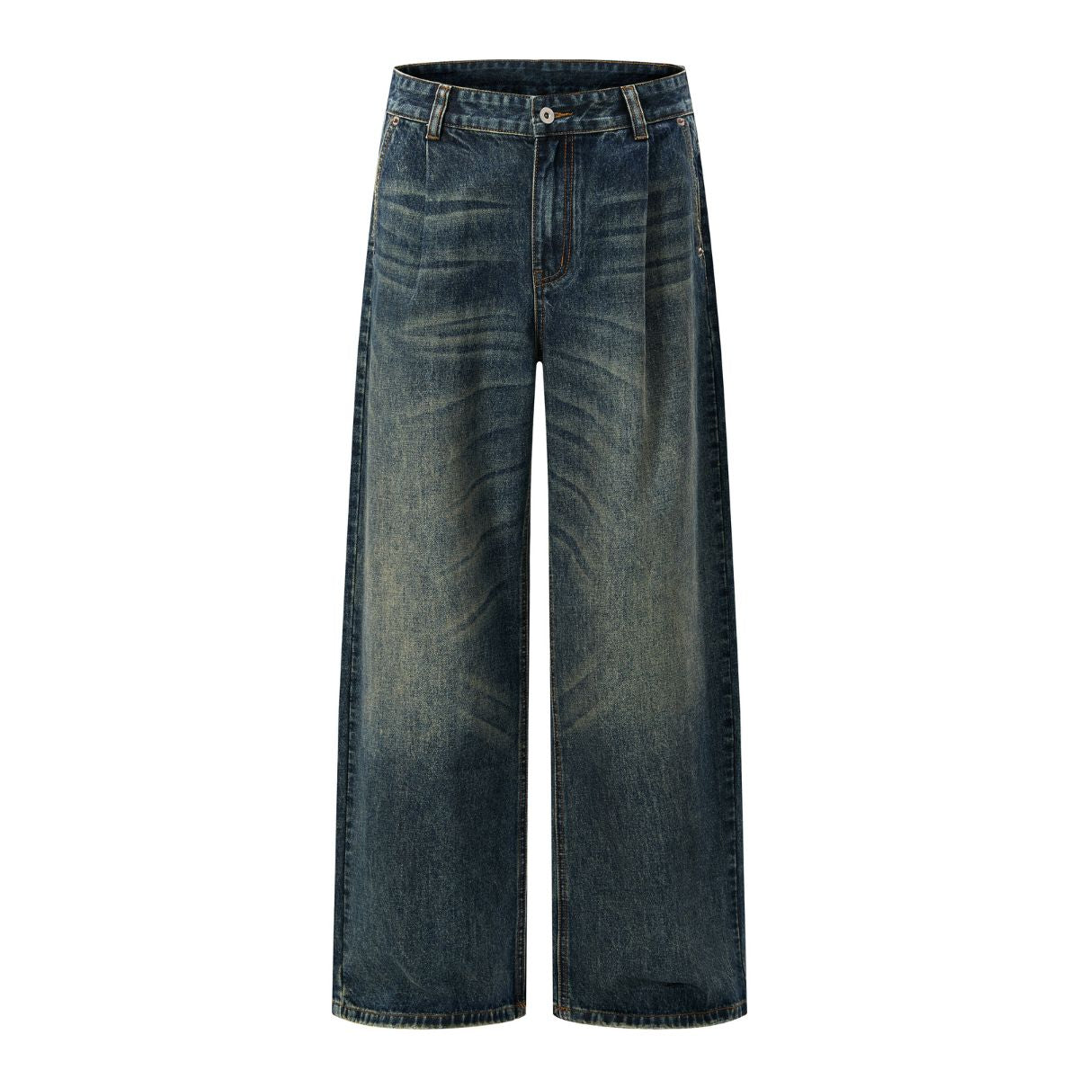 Vintage Washed Relaxed Crinkled Denim Jeans