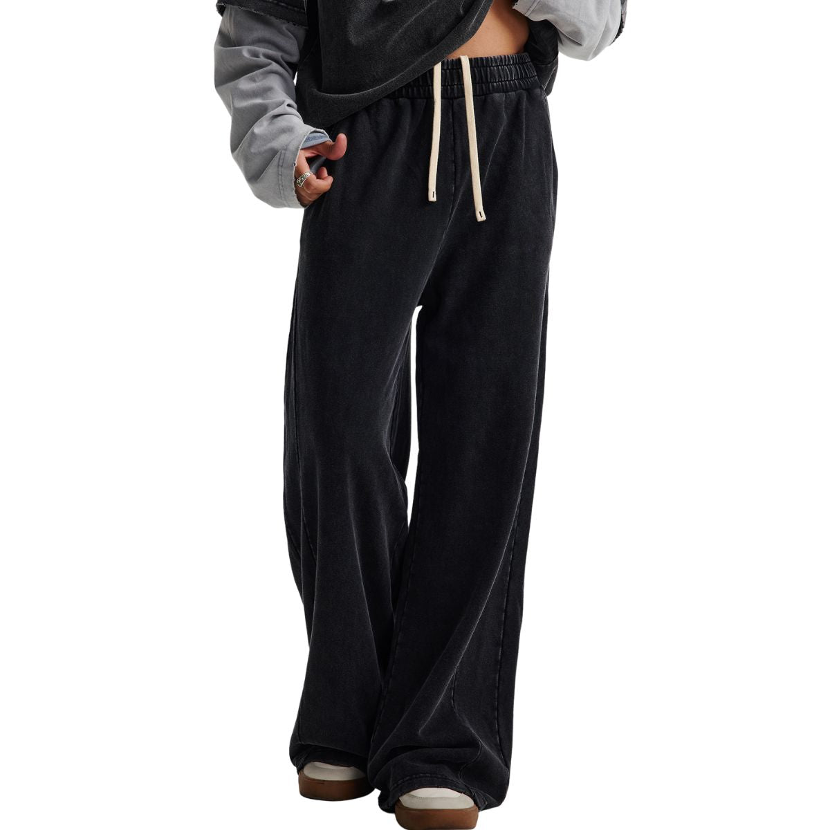 Vintage Washed Distressed Hem Sweatpants