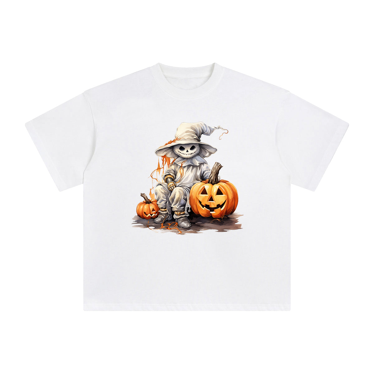 Ghost Boy And Pumpkin Graphic Tee-INNBLAC Fashion Apparel
