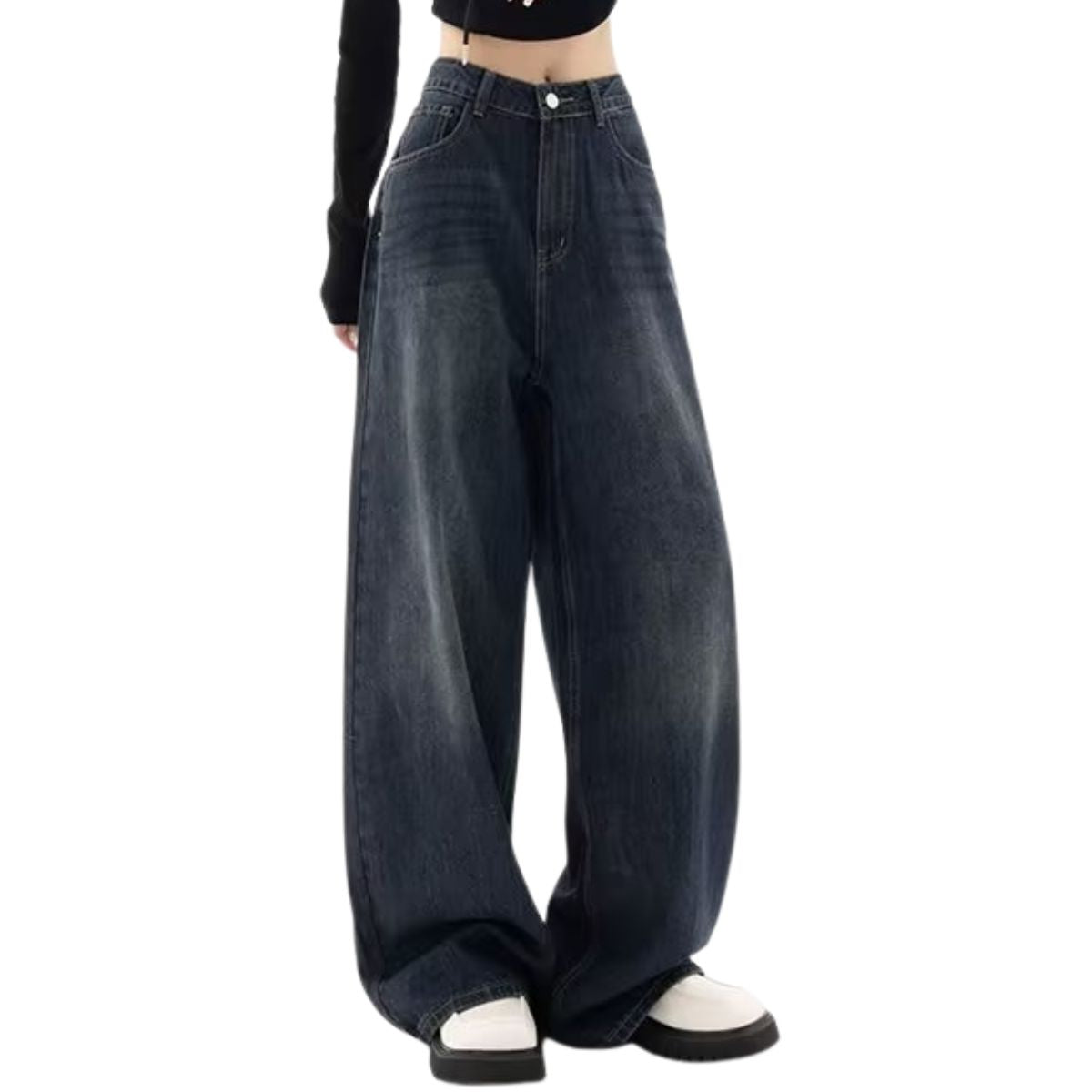 Risen Jeans Women's Oversized Mid-Rise Washed Jeans