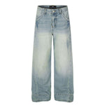 Vintage Blue Lightning Design Relaxed Denim Jeans