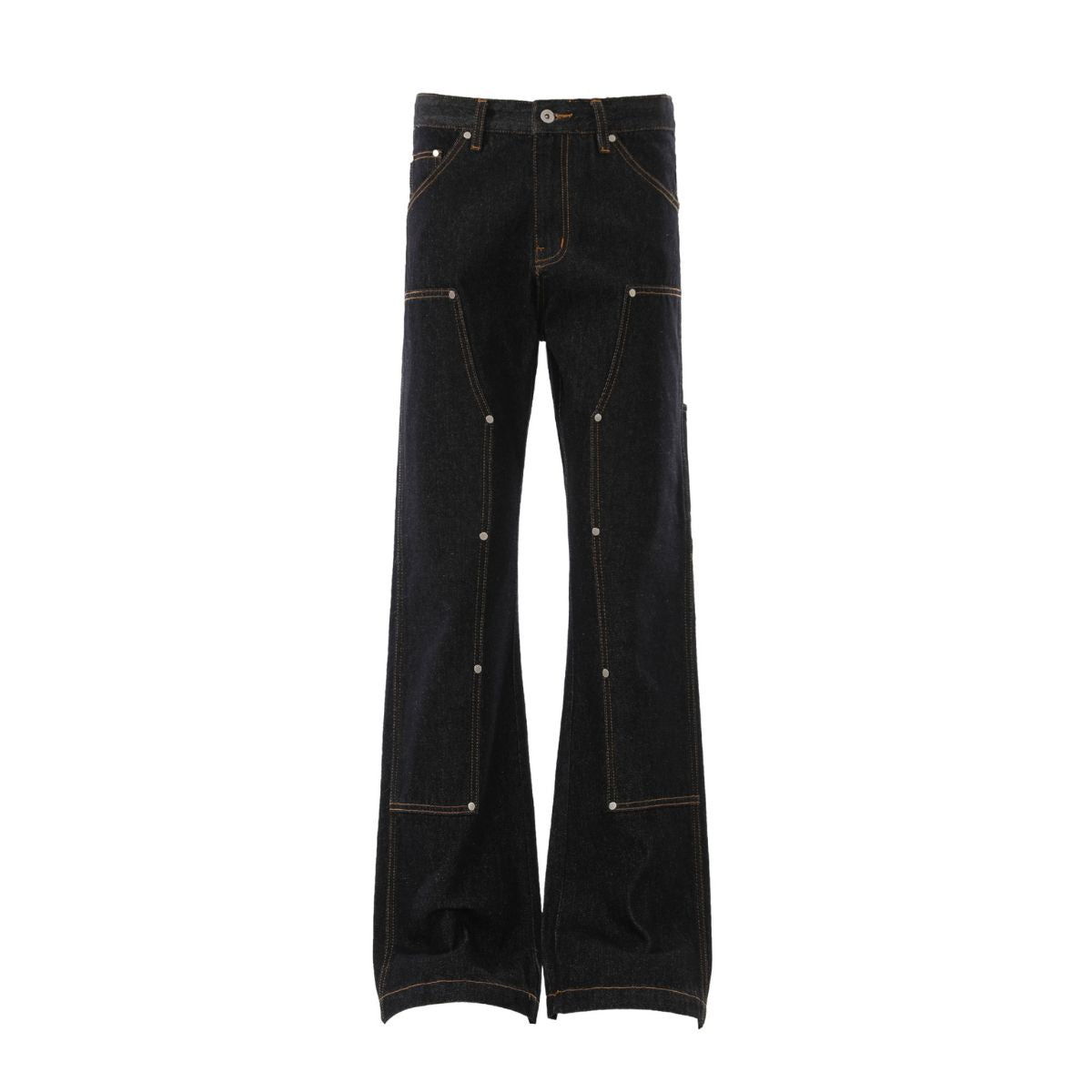 Raw Denim Metal Detail Flare Jeans