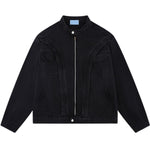 Retro Washed Distressed Stand Collar Hip-hop Short Denim Men's Jacket