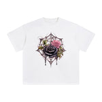Gothic Spiderweb Roses Graphic Tee-INNBLAC Fashion Apparel