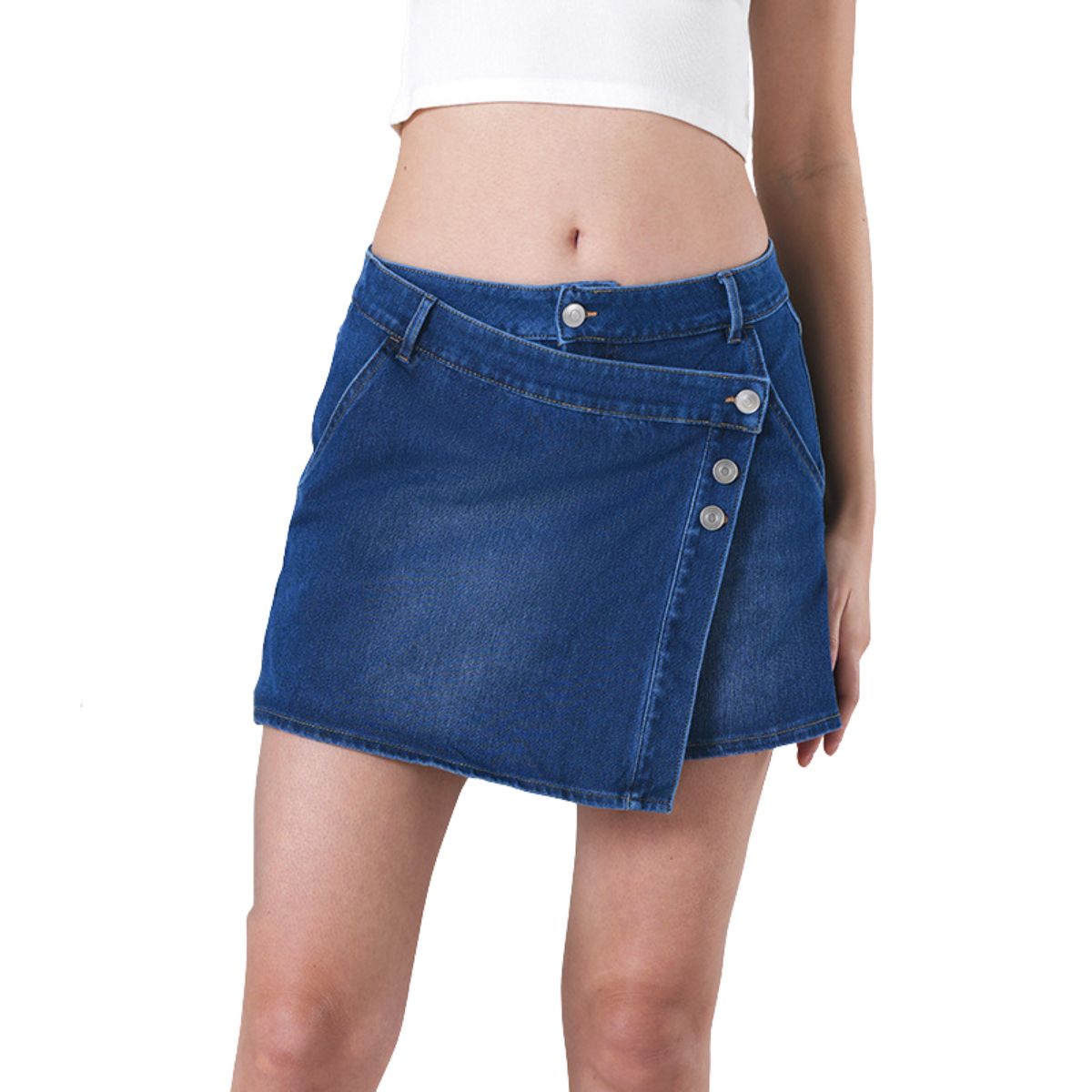 High Stretch Skinny Zip Button Layered Look 3 Inch Casual Shorts