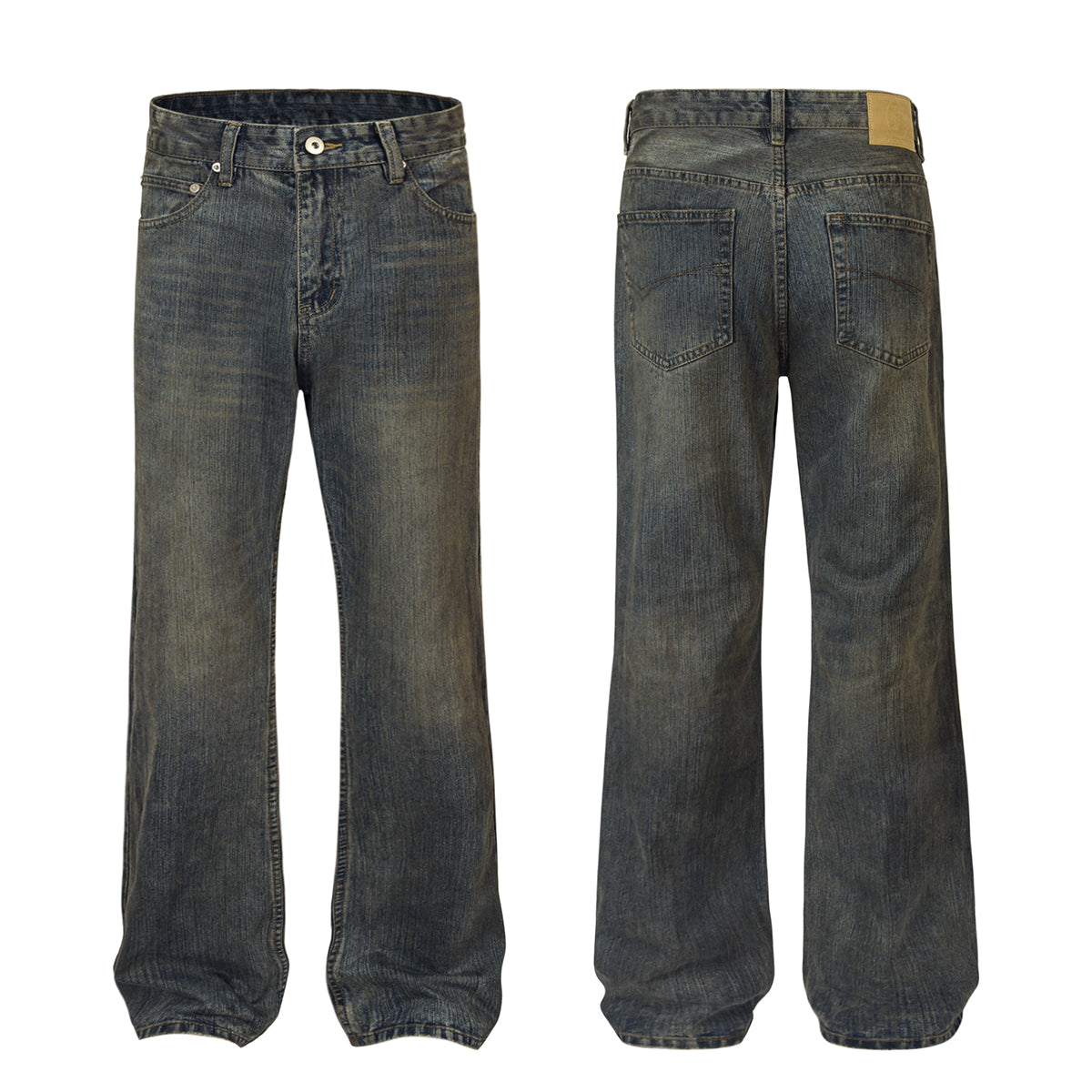 Wrinkle Wash Vintage Straight Jeans