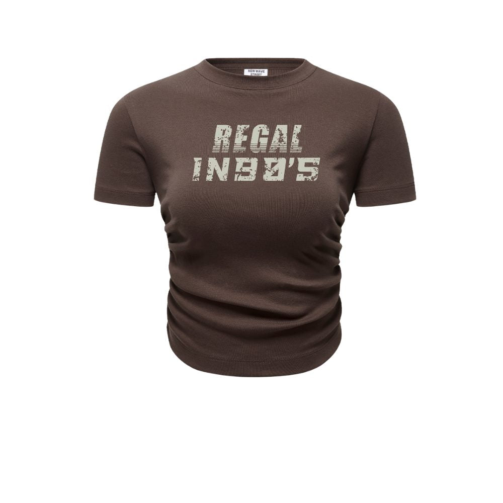 Pleated Waist Graphic Crop Top-INNBLAC Fashion Apparel