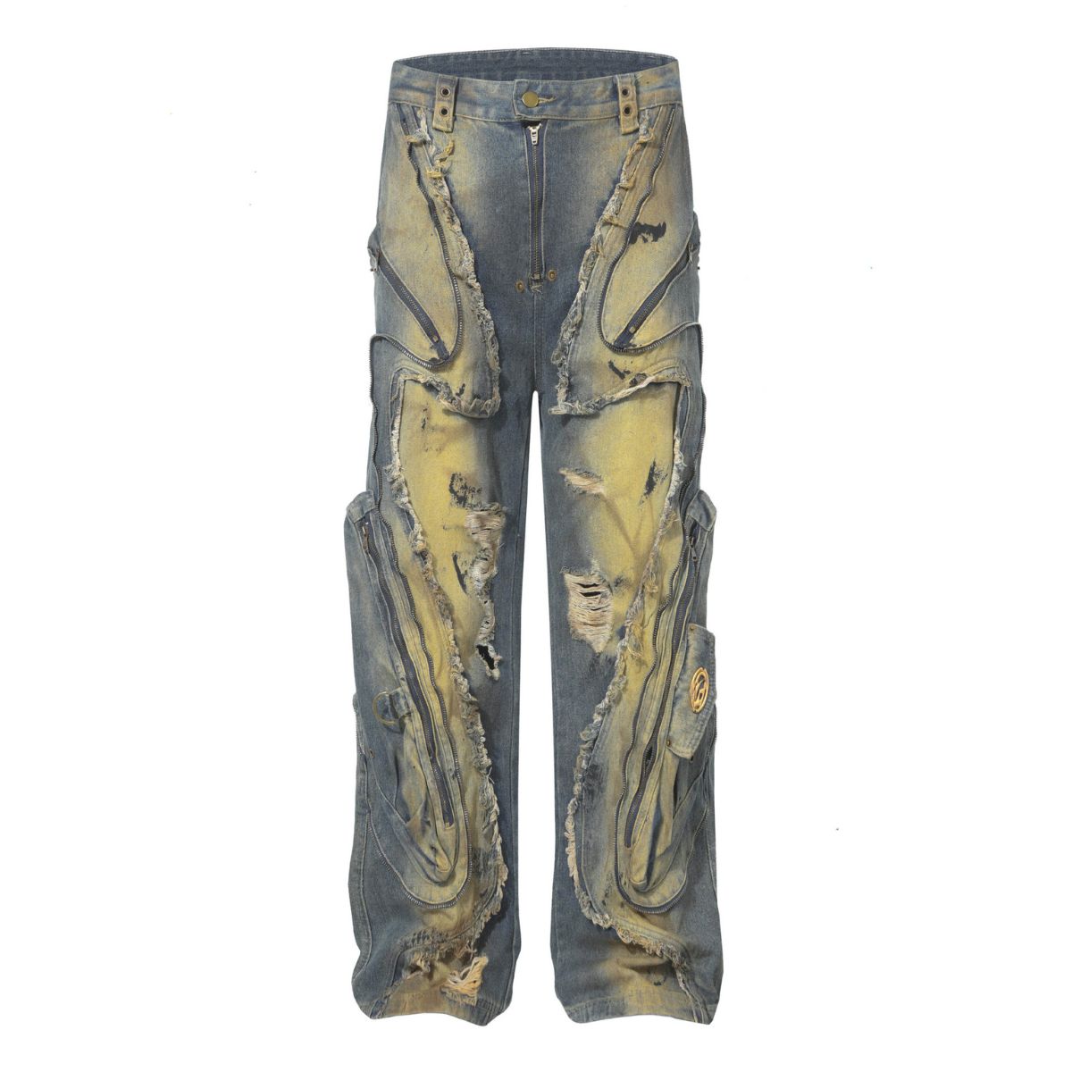 Smoke Rise Y2K Baggy Ripped Cargo Jeans