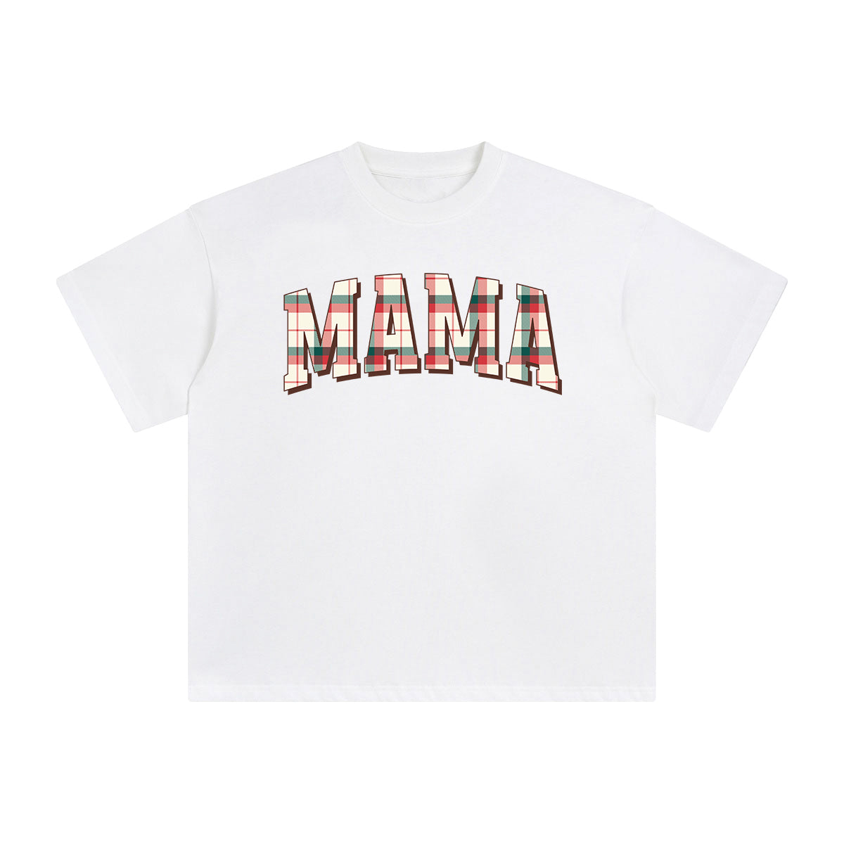 Christmas Plaid MAMA Graphic Tee-INNBLAC Fashion Apparel