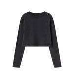 Washed Distressed Kanjha‑Su Seam‑Spliced Crew Neck Sweatshirt
