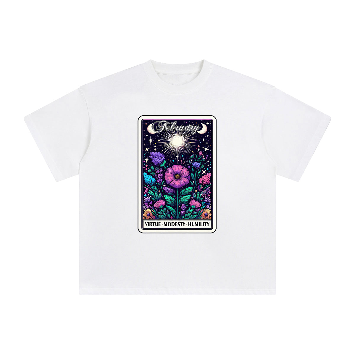 February Violet Card Graphic Tee-INNBLAC Fashion Apparel
