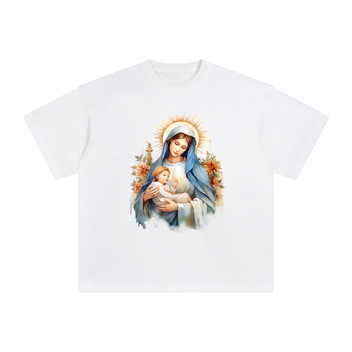 Mother Mary and Baby Jesus Graphic Tee-INNBLAC Fashion Apparel