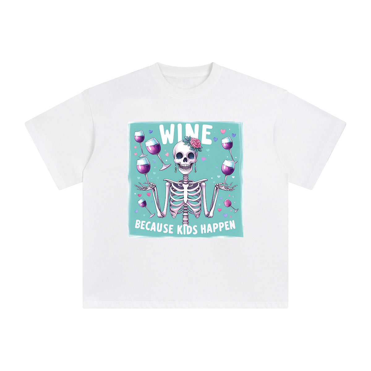 Beautiful Skeleton & Wine Graphic Tee-INNBLAC Fashion Apparel