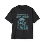Skull Whiskey Goes In Wisdom Graphic Tee-INNBLAC Fashion Apparel
