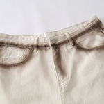 Contrast Edge Washed Wide-Leg Jeans