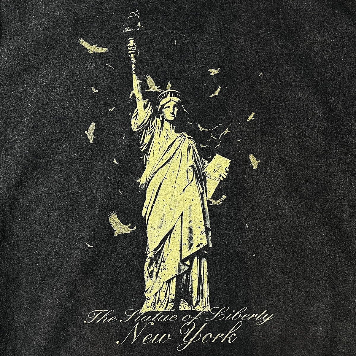 Statue of Liberty Print Stone-Washed Cotton Tee