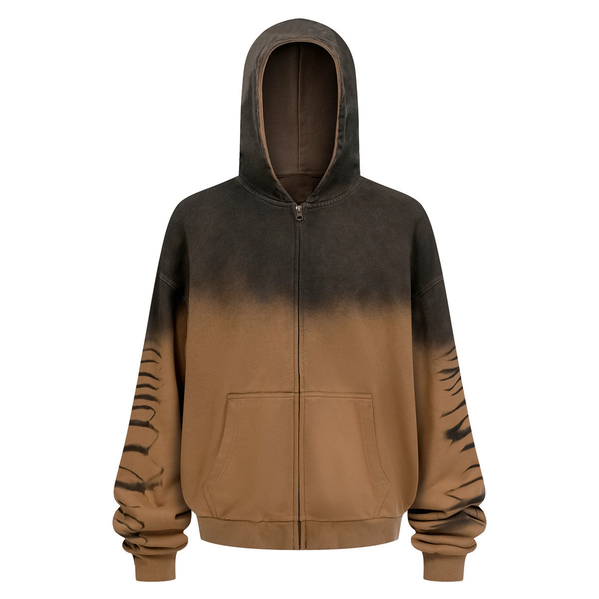 Tiger Stripes Gradient Color Zip Up Hoodie