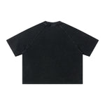 Boxy Waffle Washed Distressed Raglan Tee