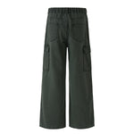 Wide Leg Cargo Pants Elastic Waistband Multi Pocket