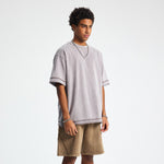 Washed Patchwork Raw Edge Tee 8oz