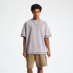 Washed Patchwork Raw Edge Tee 8oz