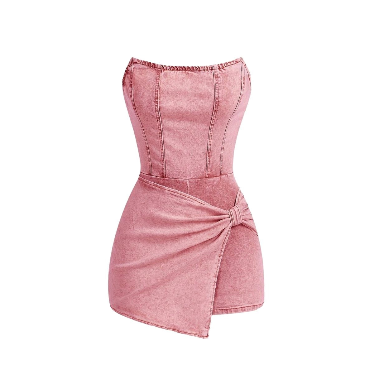Women's Y2K Strapless Bodycon Wrap Front Short Denim Romper