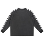 Contrast-Strap Sleeves Cotton Sweatshirt
