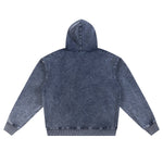 Double Slider Zip Knit Denim Hoodie