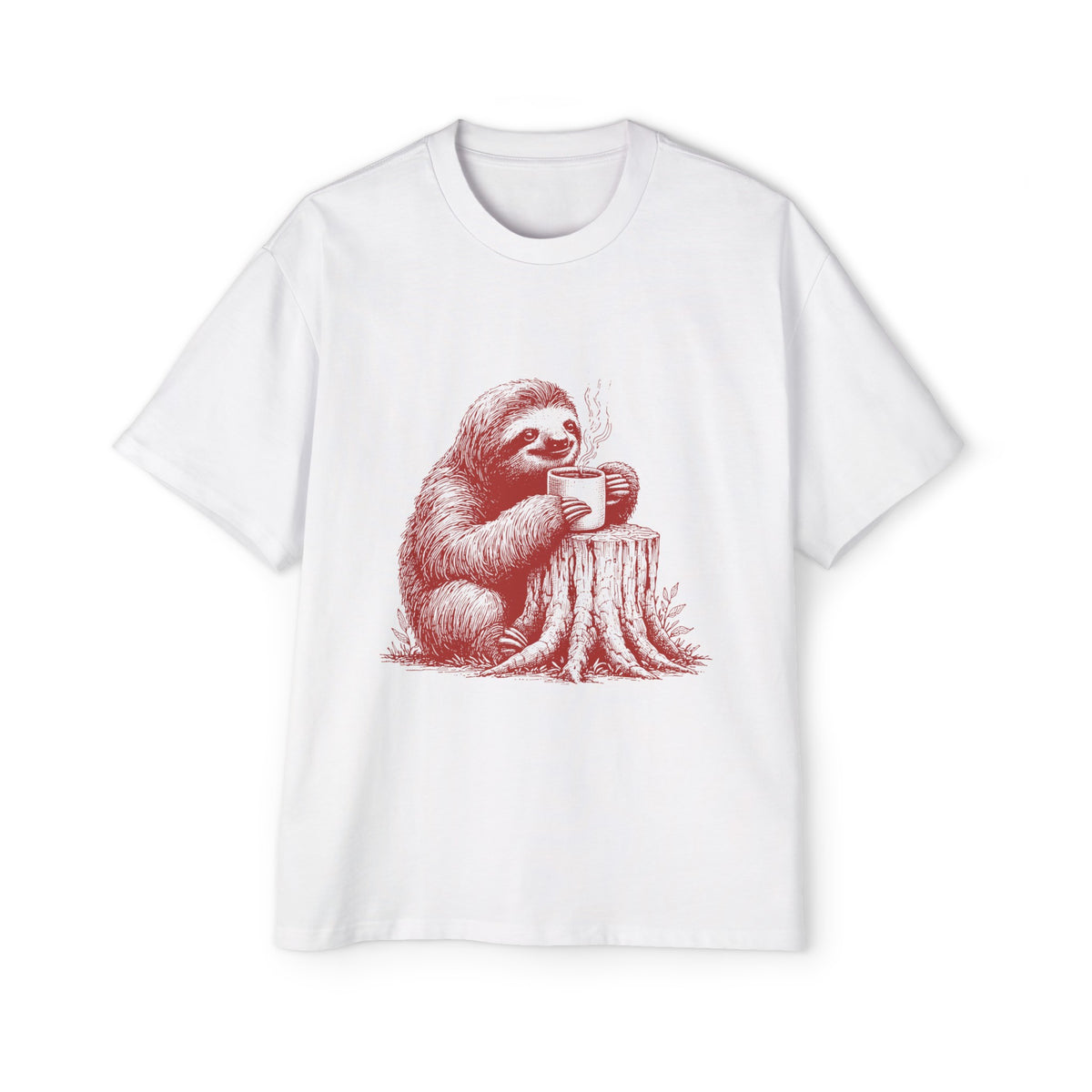 Sloth Drink Hot Coffee Graphic Tee-INNBLAC Fashion Apparel
