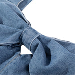 Women's Denim Bow Strappy Mini Dress