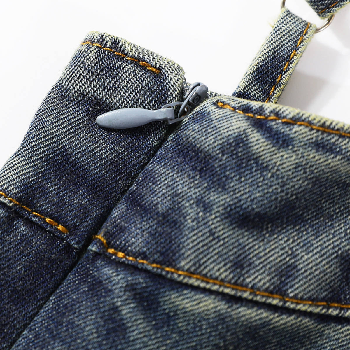 A-Line Denim Spaghetti-Strap Midi Dress