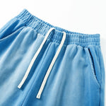 Monkey Wash Ripped Distressed Curved Wide Leg Cotton Sweatpants