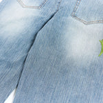 Vintage Slub Embroidered Curved Blade Relaxed Jeans
