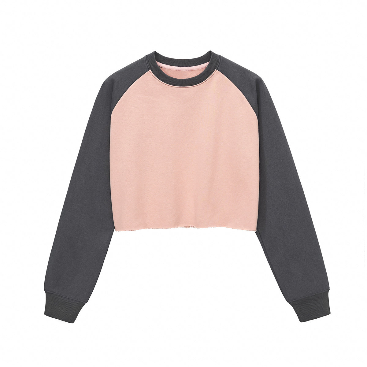 Contrasting Colors Raglan Long-Sleeve Cropped Sweatshirt