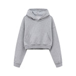 Solid Kangaroo Pocket Crop Hoodie