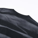 Stripe Tie-Dye Distressed Edge Tee 7.5oz