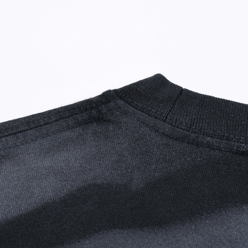 Stripe Tie-Dye Distressed Edge Tee 7.5oz