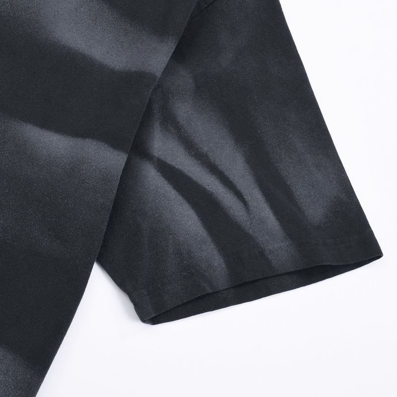 Stripe Tie-Dye Distressed Edge Tee 7.5oz