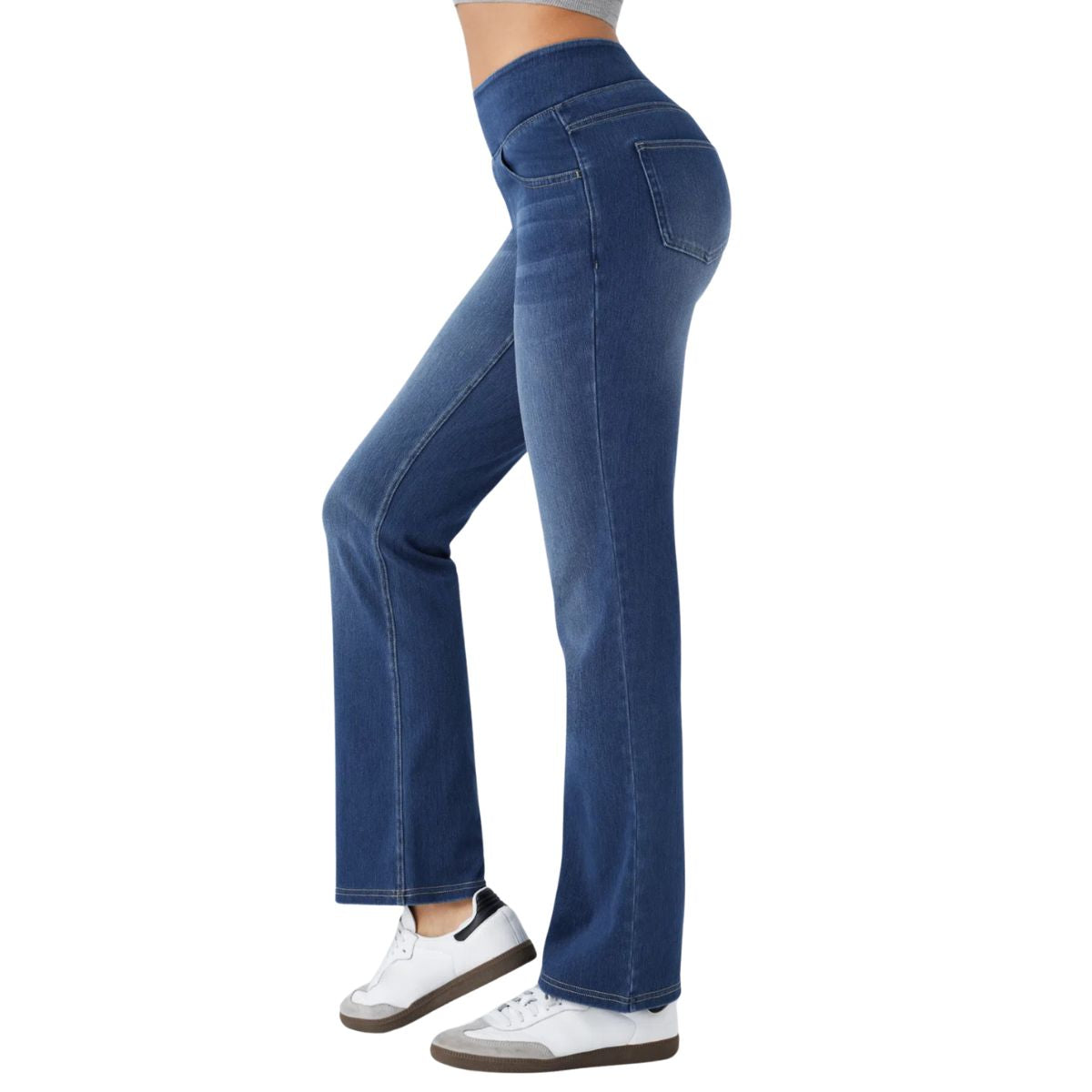 Vintage Washed High Waist Straight Leg Jeans