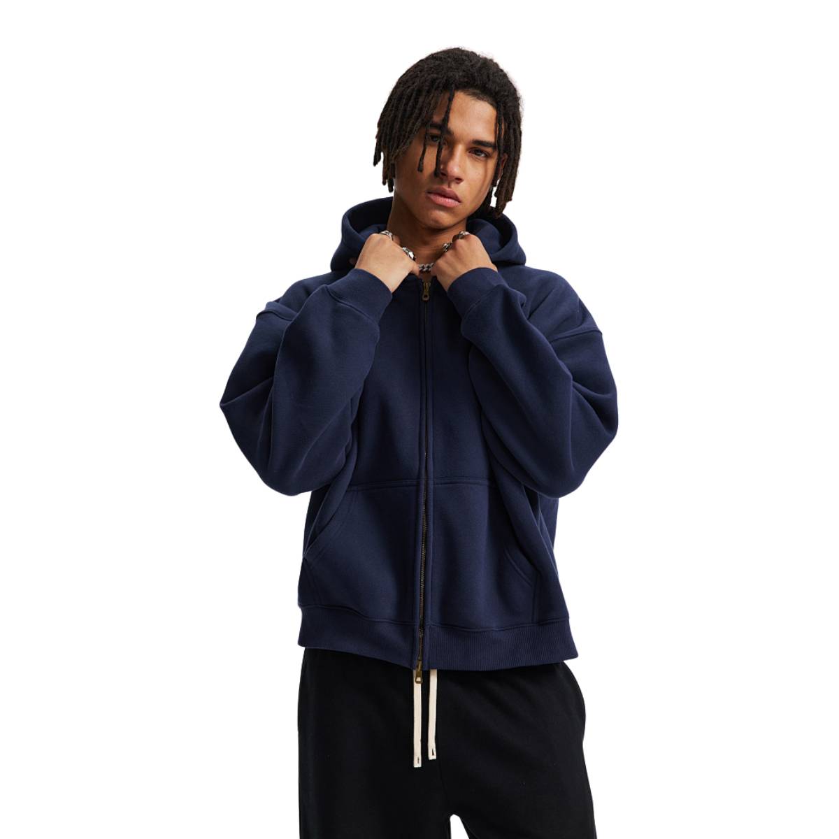 Sudadera con capucha y cremallera lavada de doble cursor