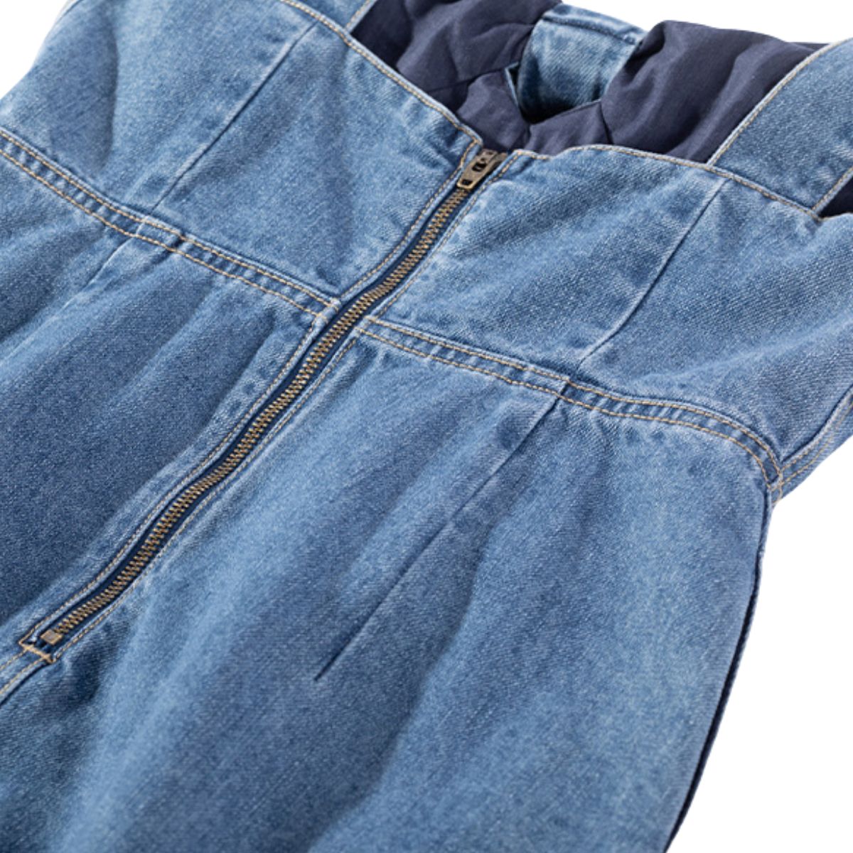 Women's Denim Bow Strappy Mini Dress