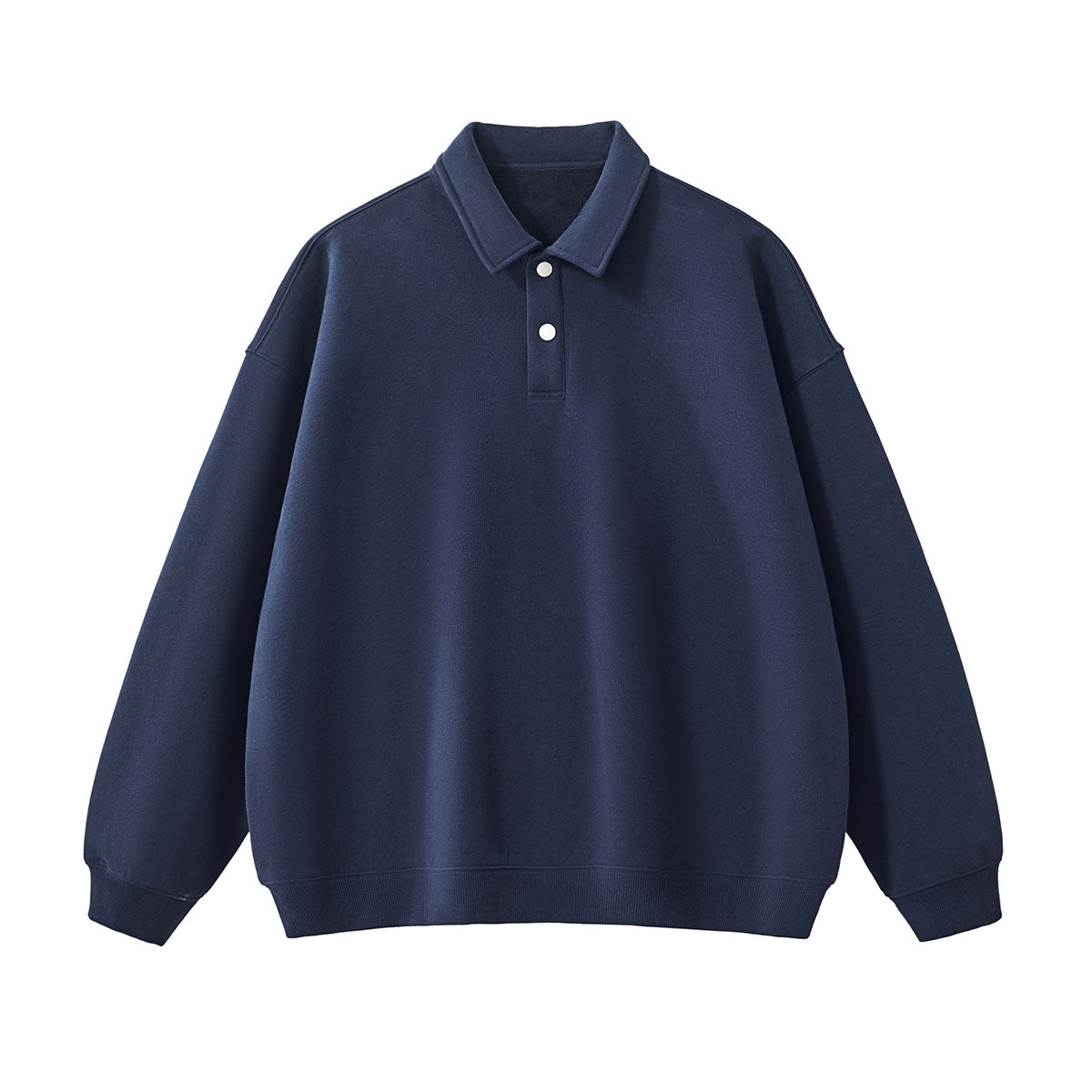 Solid Color Fleece Polo Collar Sweatshirt