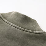 Vintage Zip-Up Ribbed Stand Collar Sweatshirt