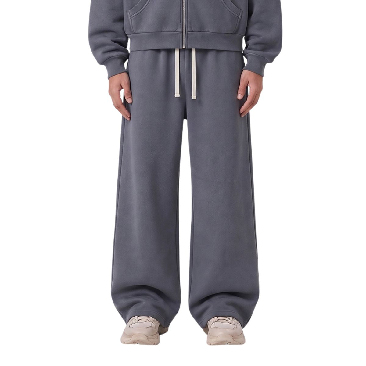 Vintage Washed Heavyweight Drawstring Wide Leg Casual Pants