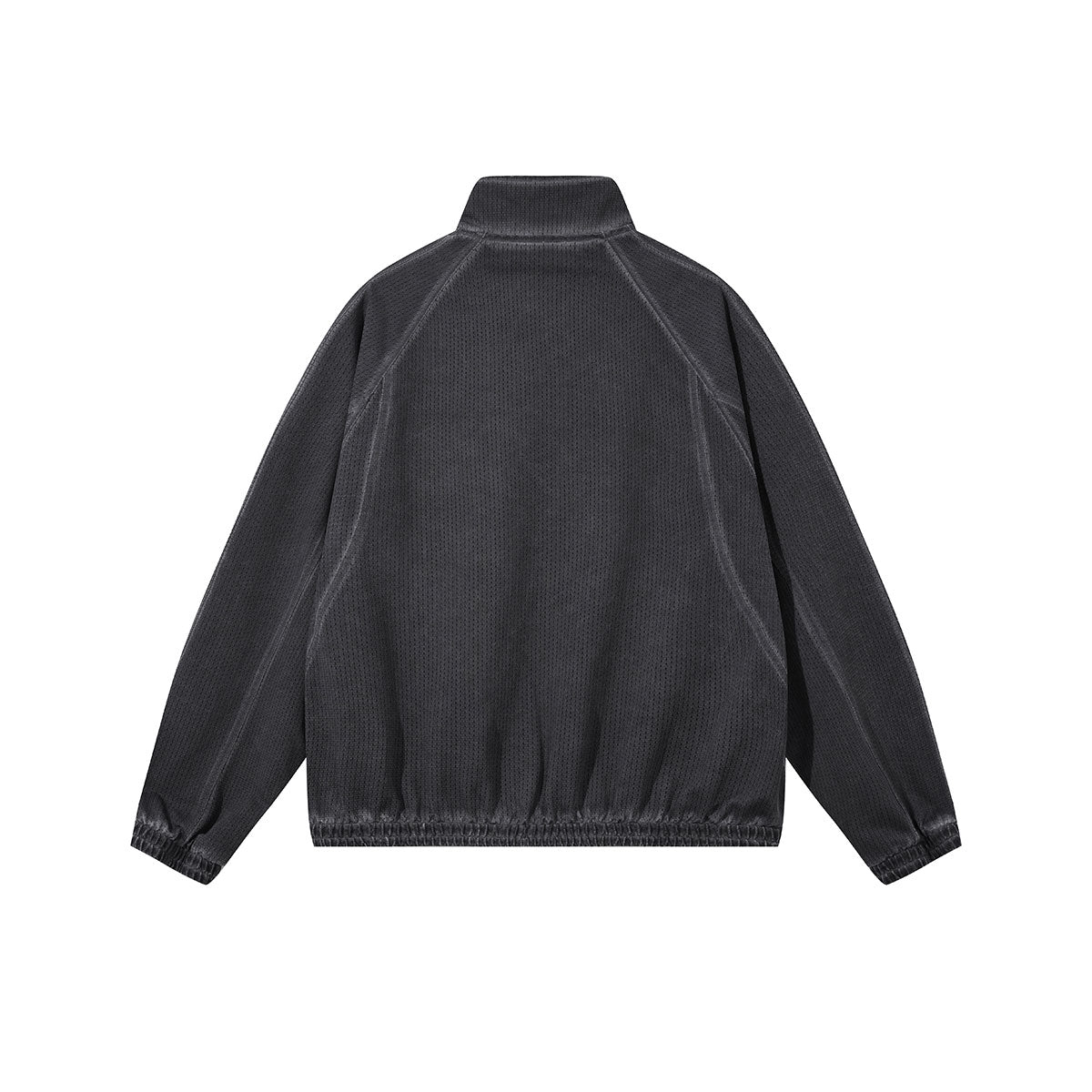 Lightweight Mesh Stand Collar Elastic Hem Zip Jacket