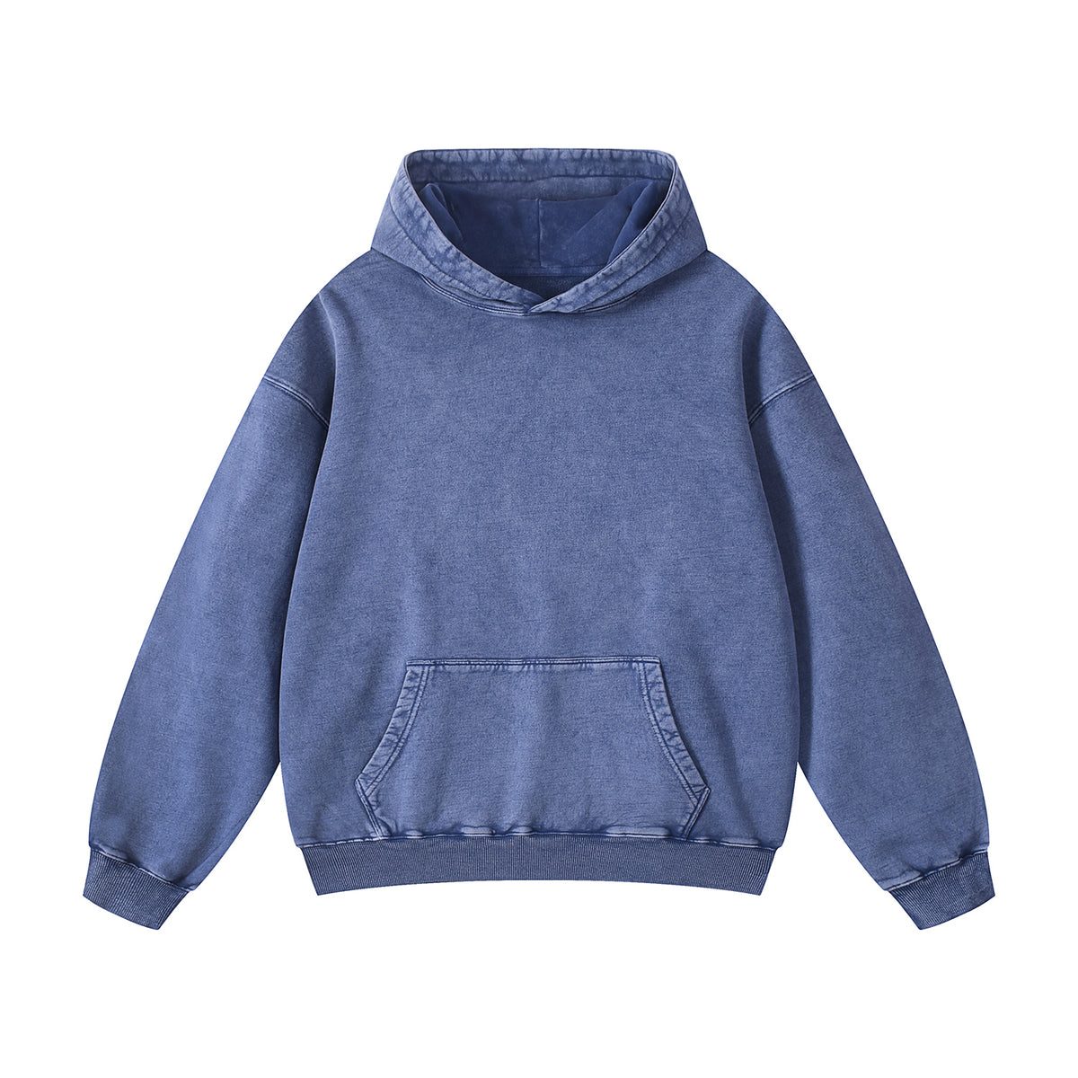 Washed Faded Kangaroo Pocket Hoodie-INNBLAC Fashion Apparel